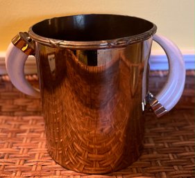 Copper Colored Ice Bucket With Faux Horn Handles