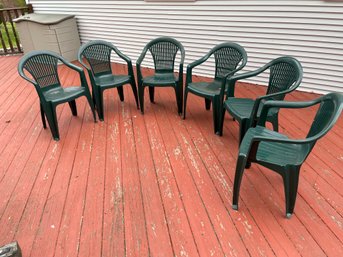 Set Of Six Italian Made Plastic Patio Chairs.