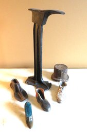 Metal Shoe Wrought Iron Form, Vintage Top Hat & Mini Shoes
