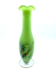 Unique Opaque Green Vase W/ Clear Base
