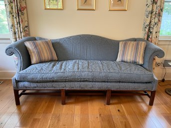 Chippendale Style Sofa With Blue Upholstry