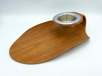 Vintage Rainbow Sweden Pressed Teak Chip And Dip Serving Tray