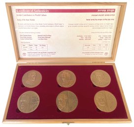 Boxed Set Jewish Contributors To World Culture Collection Of Six Bronze Medals With COA