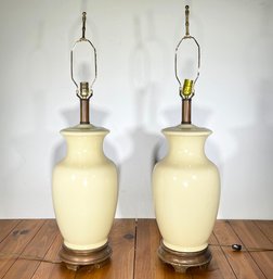 A Pair Of Ginger Jar Lamps On Wooden Bases