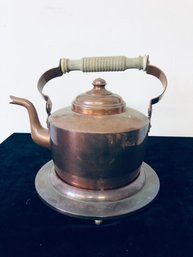 Copper Tea Kettle W/Lid Trivet