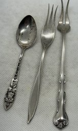 Antique Sterling Silver Souvenir Spoon And Forks