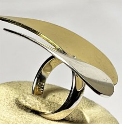 Contemporary Sterling Silver And Brass Mixed Metals Ring Size 6