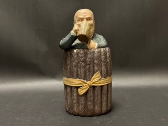 A Fun Vintage Tobacco/Cigar Jar With A Beer Drinking Man