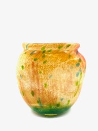 Thick Weighted Multicolor Cased Glass Vase
