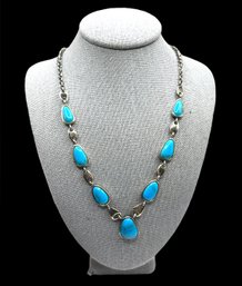 Beautiful Sterling Silver Turquoise Color Stones Necklace