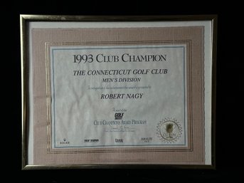 Golf Digest Winner Certificate