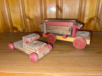 Vintage Folk Art Wooden Toy Trucks