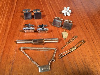 Nice Assortment Of Vintage Tie Clips & Cuff Links - Several Styles Makers - Very Nice Grouping - NICE LOT !