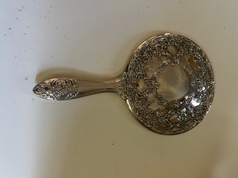 Vintage Embossed Silver Plate Handheld Vanity Mirror
