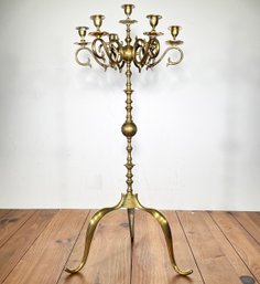 A Large Antique Indian Brass Candelabra