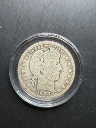 1908-O Barber Silver Quarter