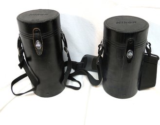 2 Nikon Camera Lens Cases Felt Leather