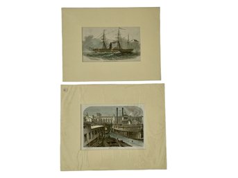 Two Late 19th Century Nautical Themed Wood Engravings