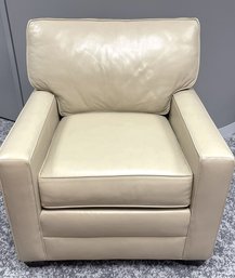 Ethan Allen Cream Leather Arm Chair-Lot 3