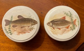 Pair Of Gentleman's Relish Jars With Fish Design