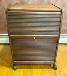 Mid Century Wooden Roller Cabinet