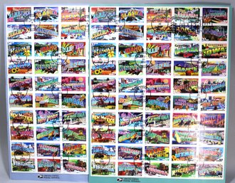 US STAMPS 1ST DAY OF ISSUE, GREETINGS FROM THE 50 STATES (2 SHEETS) OCT 25, 2002