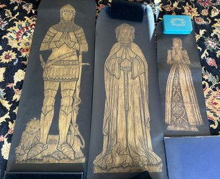 Trio Of Unframed Rubbings Of Medieval Nobility Figures