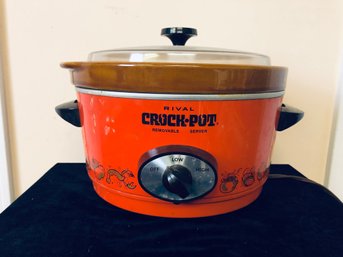 Vintage Rival Orange 5 Qt Removable Crock Pot