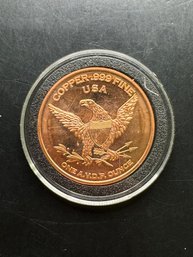 One AVDP Ounce .999 Fine Copper Round