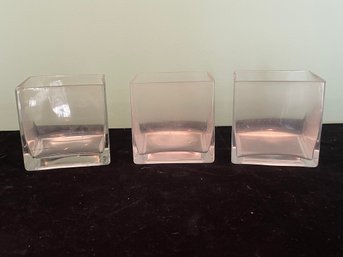 Set Of 3 Square Cube Vases