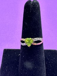 10K Yellow Gold Peridot & Diamond Ring