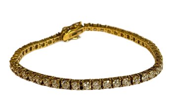 Gold Over Sterling Silver White CZ Tennis Bracelet