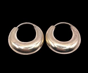 Vintage Sterling Silver Puffy Hoop Earrings