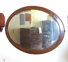 Oval Oak Framed Mirror