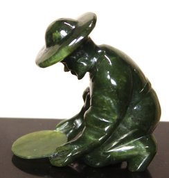 Vintage Chinese Carved Jade Figure Man Panning For Gold