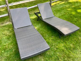 Pair Of Meadoweave All-Weather Wicker Chaise Loungers (1 Of 2 Sets)