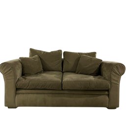 A Moss Green Suede Sofa - Excellent Quality - 67 Inch