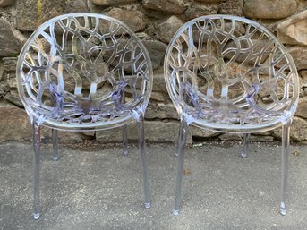 Set Of 2  Crystal Polycarbonate Modern Indoor/outdoor Dining Chair -