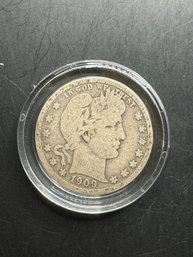 1909-D Barber Silver Quarter