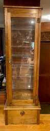 Vintage Hand Made Wooden Display Cabinet W/ Glass Shelves