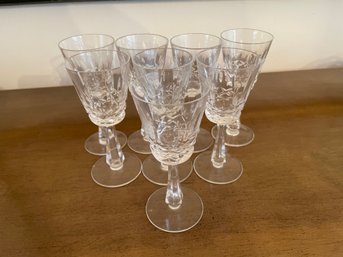 8 Vintage Crystal Glass, Aperitif/ Wine Glass. (top Of Buffet)