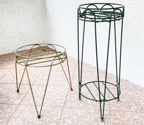 A Pair Of Vintage Wrought Iron Plant Stands