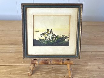 Watercolor In A Frame, Matted Bamboo Stand