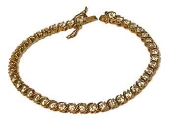 Gold Over Sterling Silver White CZ Tennis Bracelet 7.5' Long