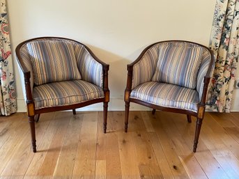 Pair Of French Empire Armchairs With Striped Upholstery