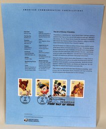 US STAMPS 1ST DAY OF ISSUE SHEET THE ART OF DISNEY FRIENDSHIP JUN 23, 2004