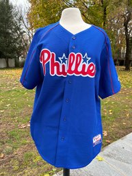 VTG NOS Without Tags Never Worn Authentic Majestic Athletic Philadelphia Phillies Blue Jersey Size L