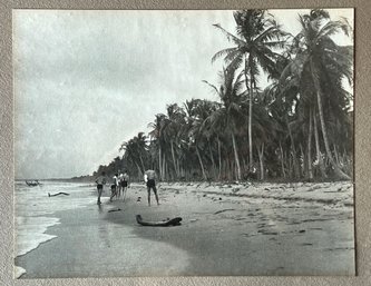 Rare Vintage Pacific Island / Hawaii B&W Beach Photograph - Framed