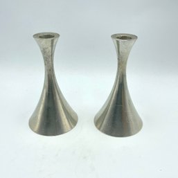 Pair Of Just Andersen Pewter Candlesticks Made In Denmark