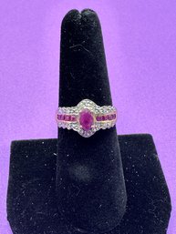 10k Yellow Gold Lead Filled Ruby & Diamond Ring